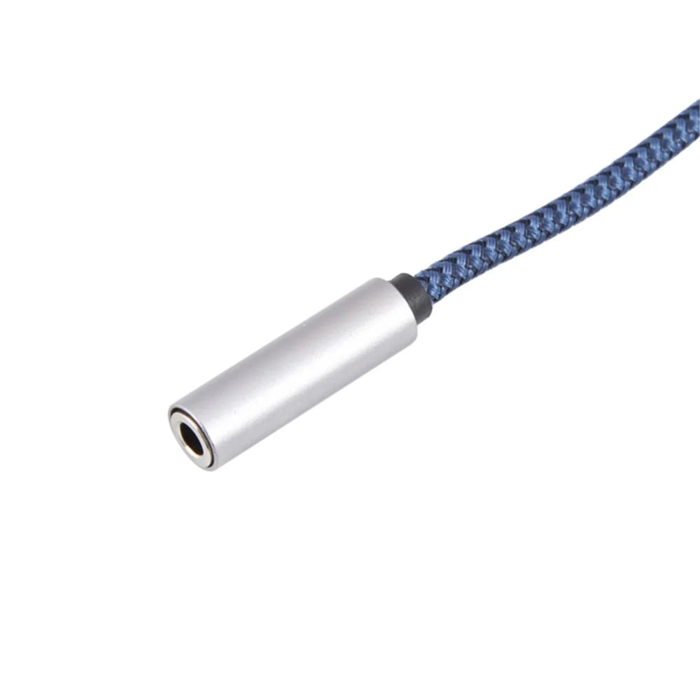 USB Male to 3.5mm Female Audio Adapter Nylon Braided Cord Stereo Sound AUX Adapter - Silver - 4
