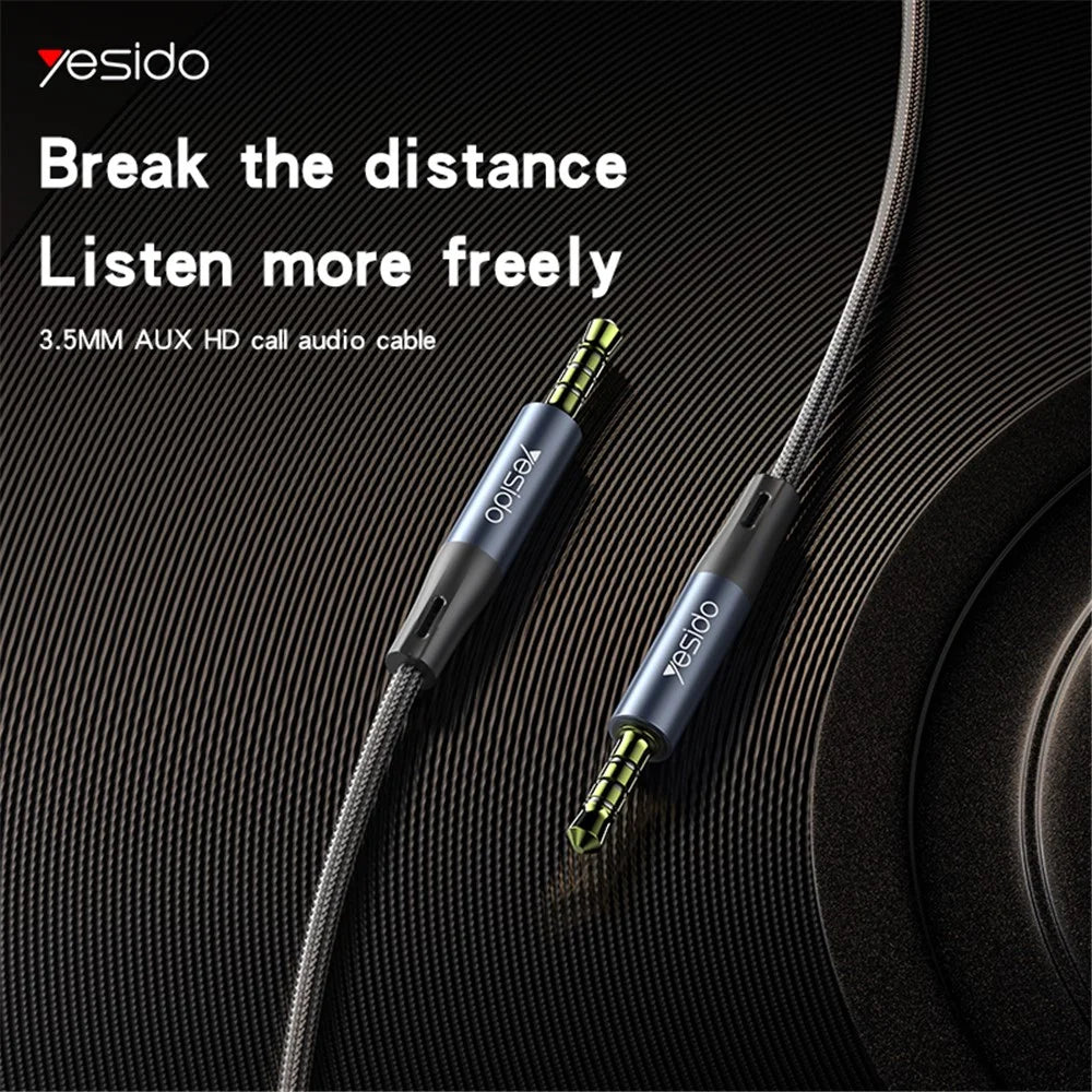 YESIDO YAU43 3.5mm Headphone Audio Cable Extension Cord 1m AUX Male to Male Wire - 2