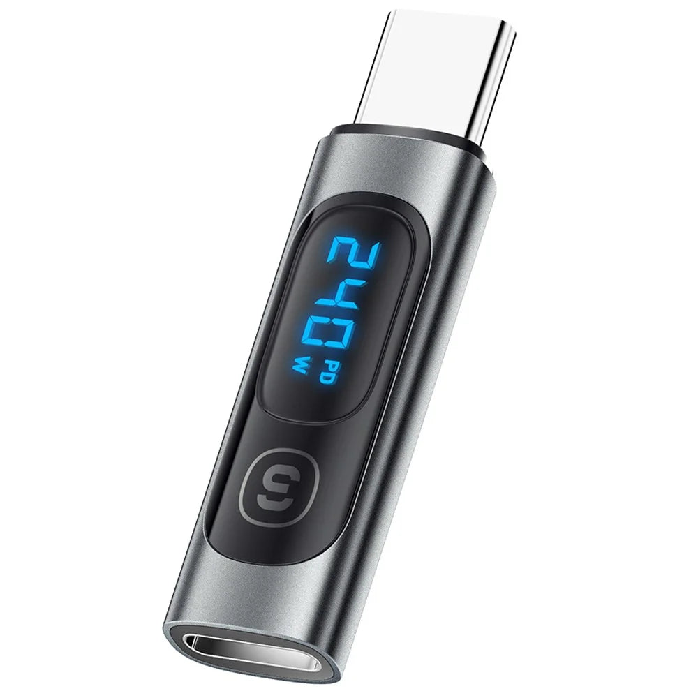 ESSAGER Type-C Male to Type-C Female 240W Type C Power Meter Tester with Digital Display - 1