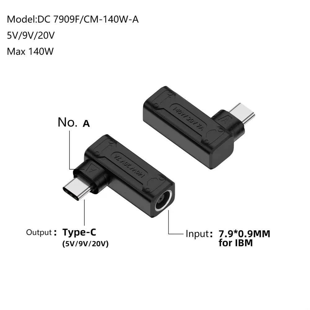 DC 7.9x0.9 Female to Type-C Male 140W Laptop Charging Adapter Mini Converter - 2