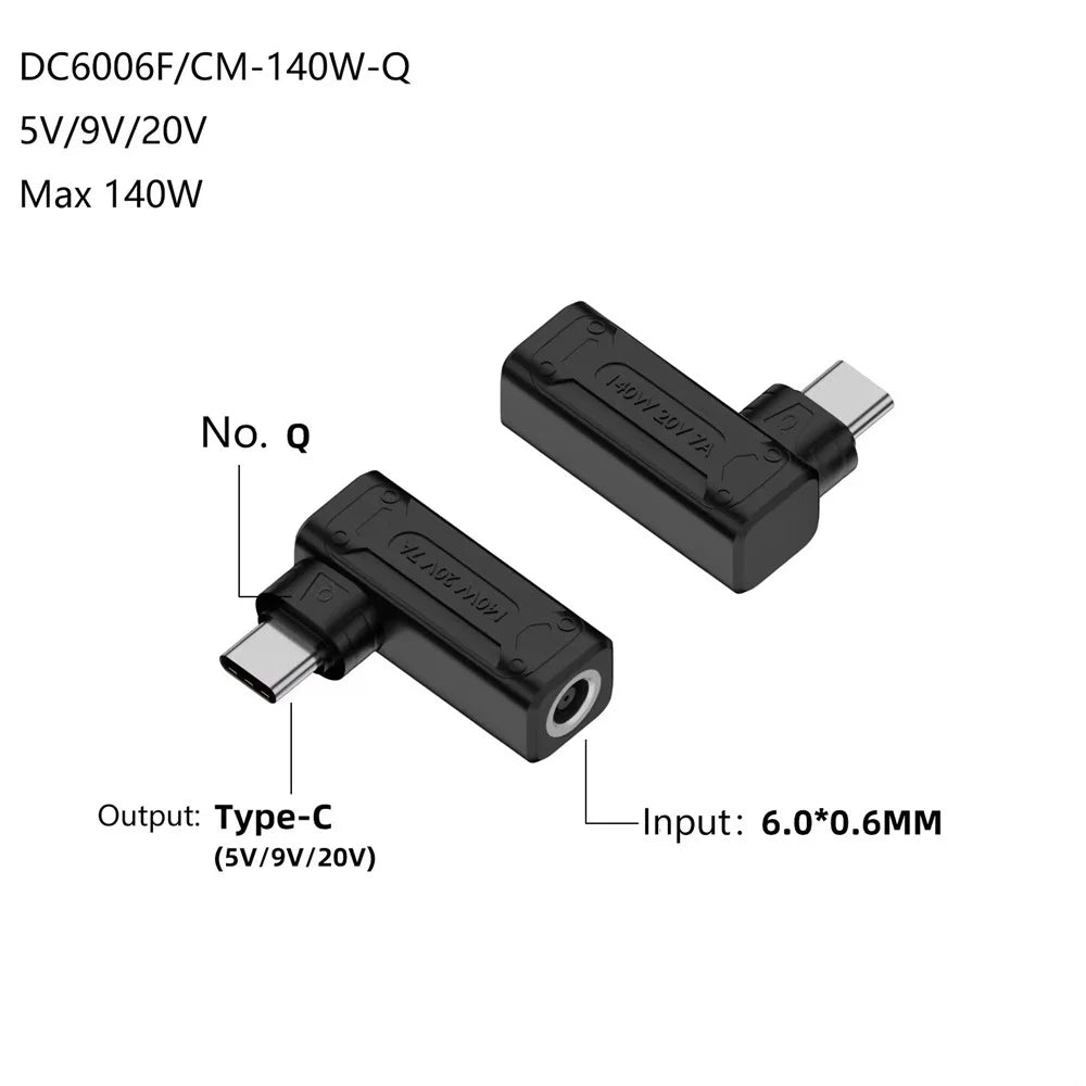 6x0.6mm DC Female to Type-C Male 140W Power Adapter Charging Converter - 2