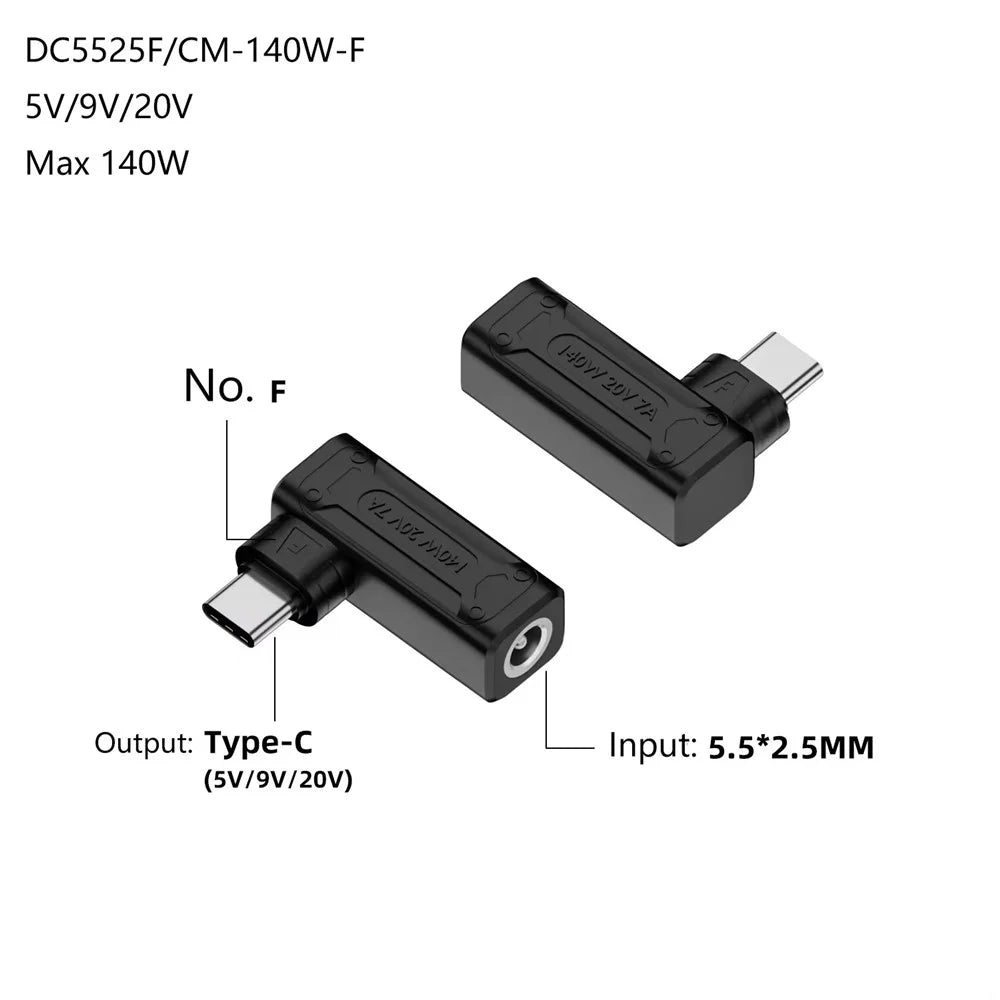 DC 5.5x2.5 Female to Type-C Male Extender for Laptop 140W Charging Adapter - 2
