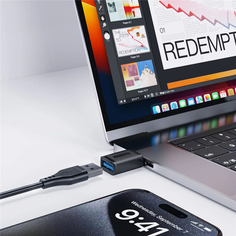ACEFAST J1 USB-A to USB-C Extension Adapter Data Transfer Fast Charging Adapter - 5