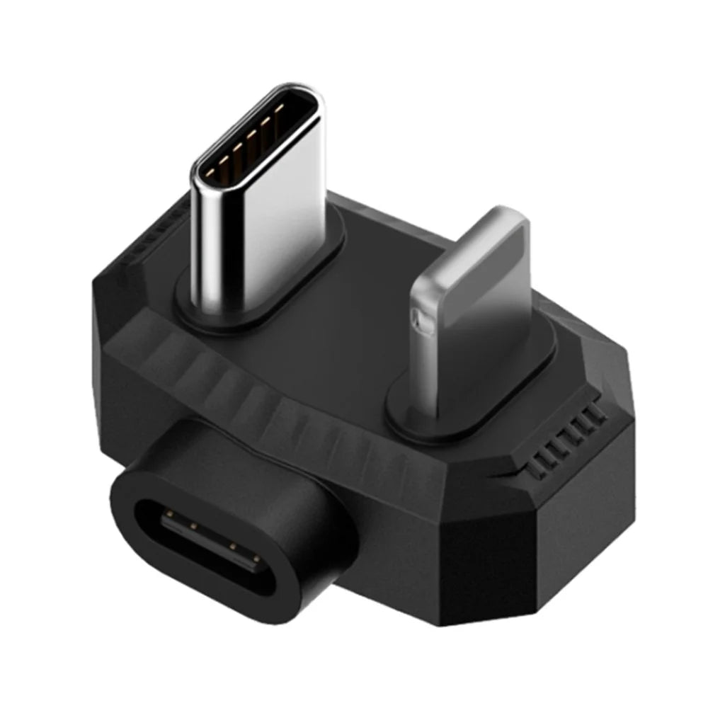 Type-C Female to Type-C+8-Pin Male OTG Converter Lavalier Microphone U-Shaped Charging Adapter - 1