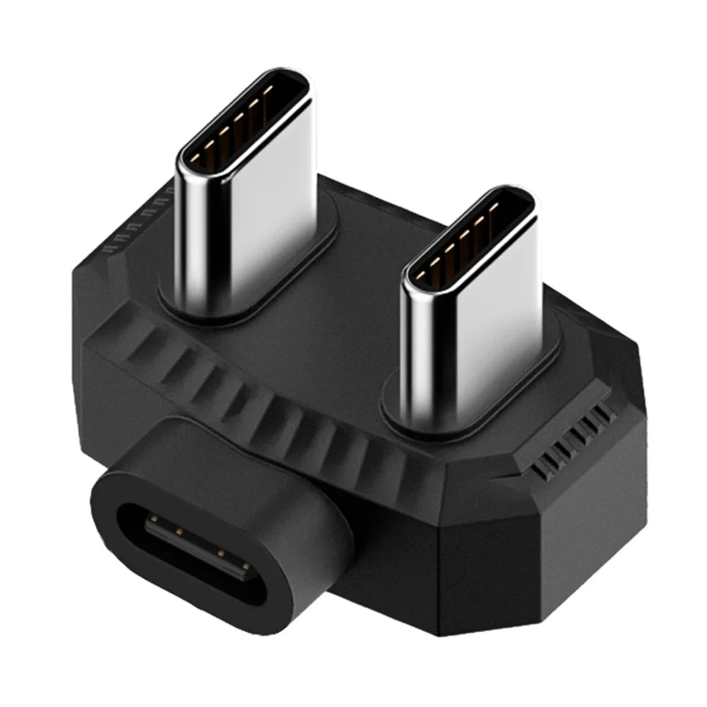 Lavalier Microphone U-shaped Charging Adapter Type-C Female to Type-C+Type-C Male OTG Converter - 1
