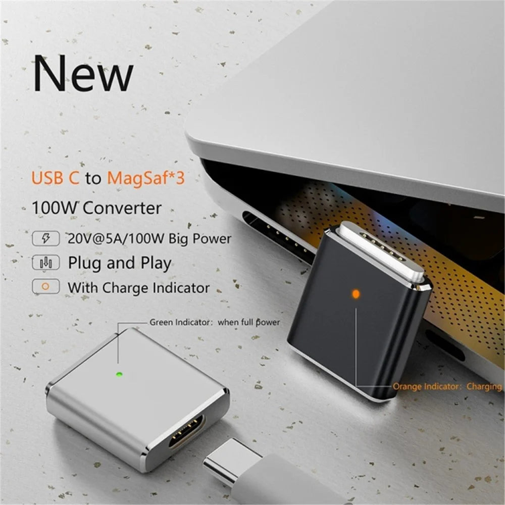 For MacBook PD 100W 3 to Type C Female Aluminum Alloy Converter - Black - 2