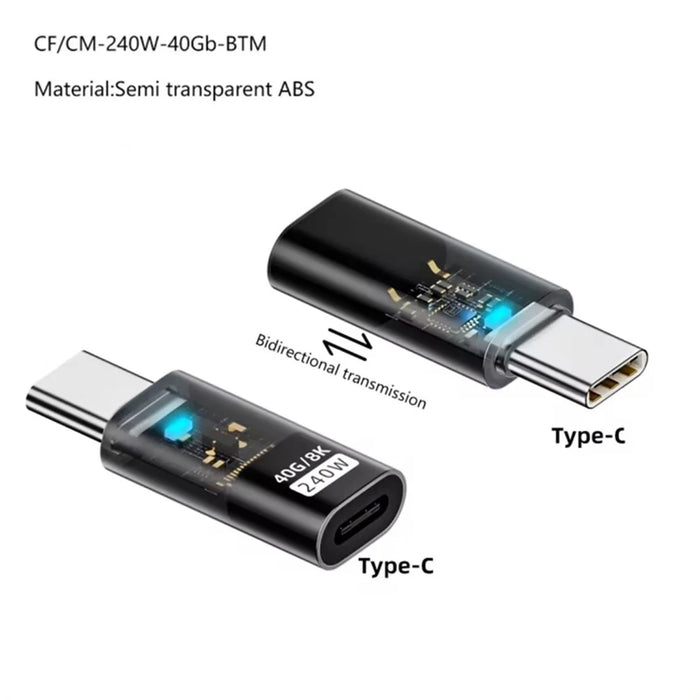 Type-C Male to Type-C Female 240W Fast Charging USB-C 8K Video Data Transfer Converter - 2