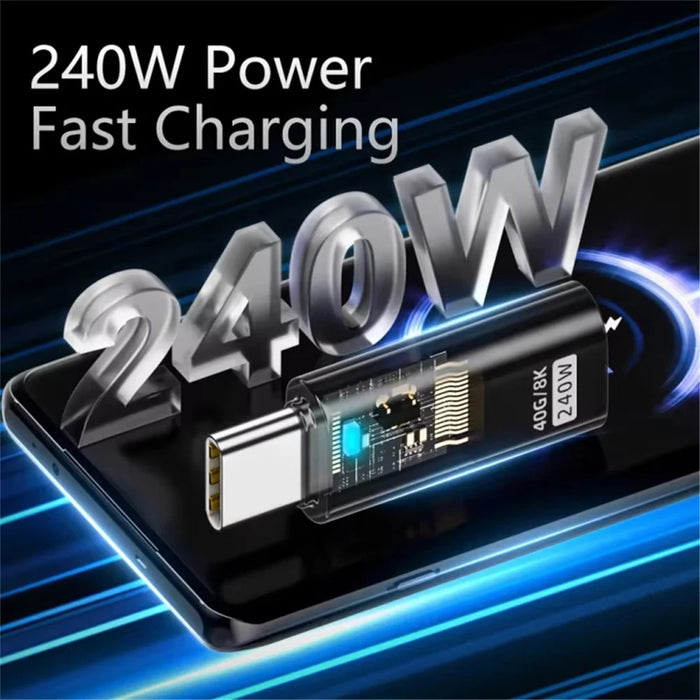 Type-C Male to Type-C Female 240W Fast Charging USB-C 8K Video Data Transfer Converter - 4