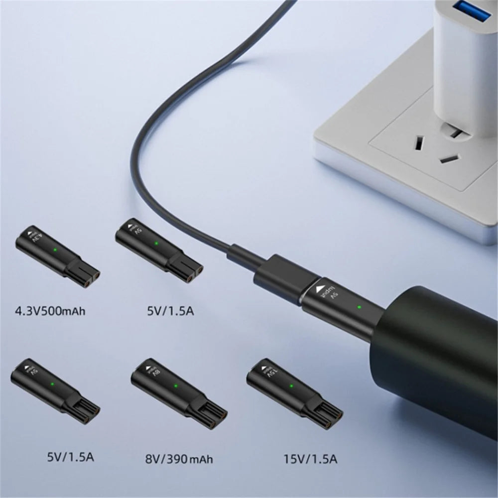 For Philips Shaver Hair Clipper Type-C to 4.3V Aluminum Alloy Charger Adapter - Black - 5