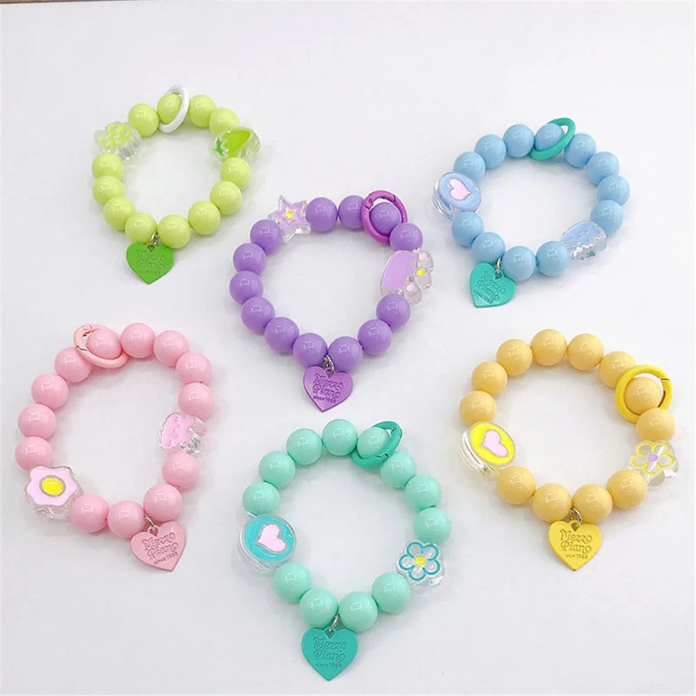 Candy Color Beaded Bracelet Phone Anti-drop Hand Chain Love Heart Decor Cellphone Case Pendant - Yellow - 3