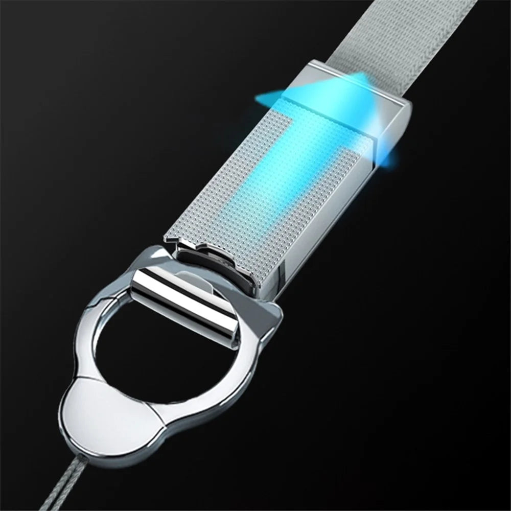 INYUE Detachable Cat Head Finger Ring Slide Buckle Design Woven Nylon Lanyard Phone Anti-drop Neck Strap - Silver - 6