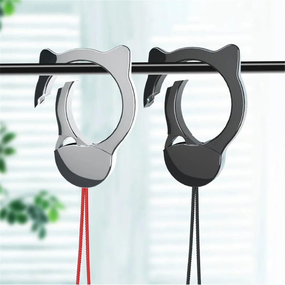 INYUE Detachable Cat Head Finger Ring Slide Buckle Design Woven Nylon Lanyard Phone Anti-drop Neck Strap - Silver - 7