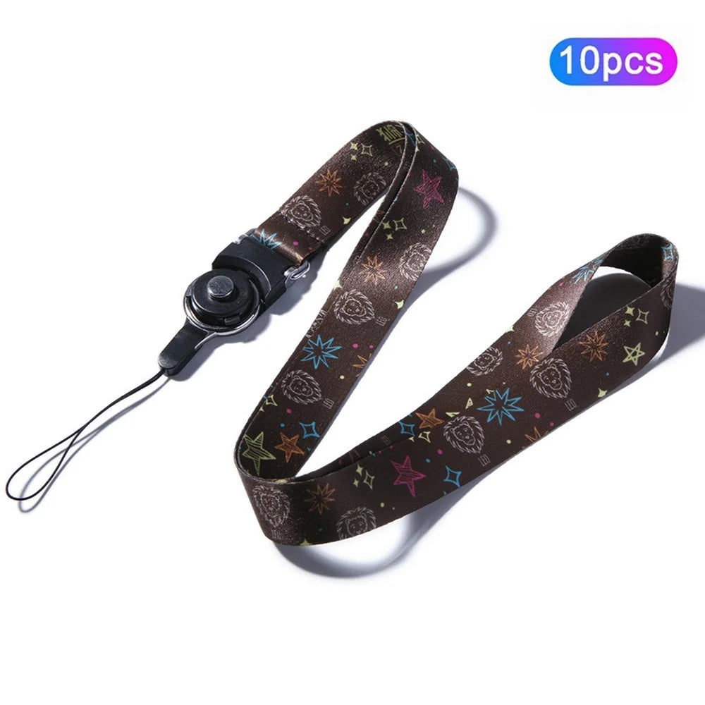 10Pcs / Pack 12 Constellations Cartoon Printed Rotating Buckle Lanyard Detachable Mobile Phone Name Tag Neck Strap - Leo - 1