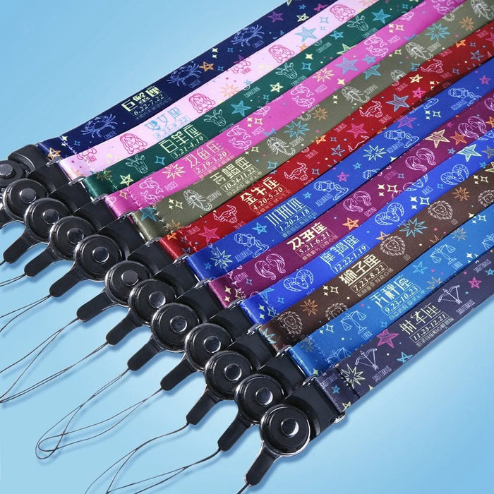 10Pcs / Pack 12 Constellations Cartoon Printed Rotating Buckle Lanyard Detachable Mobile Phone Name Tag Neck Strap - Leo - 6