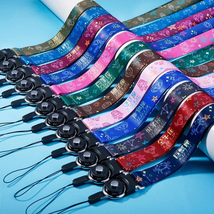 10Pcs / Pack 12 Constellations Cartoon Printed Rotating Buckle Lanyard Detachable Mobile Phone Name Tag Neck Strap - Leo - 7