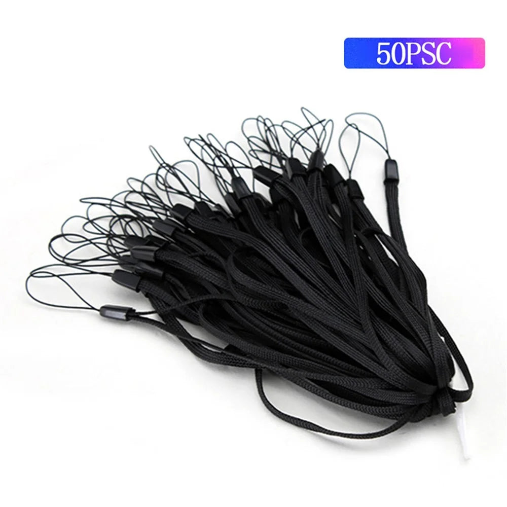 50Pcs / Pack Mobile Phone Anti-drop Anti-lost Nylon Wrist Rope Flashlight Power Bank Lanyard - Black - 1