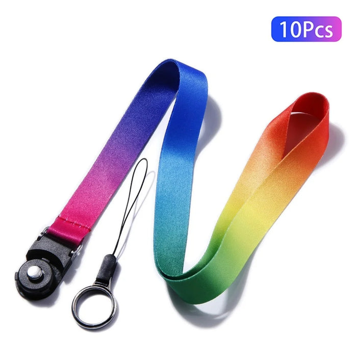 10Pcs / Pack Detachable Finger Ring Lanyard Rotating Buckle Mobile Phone Name Tag Neck Strap - Rainbow - 1