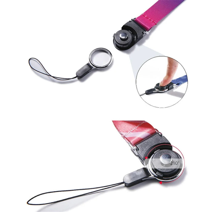 10Pcs / Pack Detachable Finger Ring Lanyard Rotating Buckle Mobile Phone Name Tag Neck Strap - Rainbow - 3