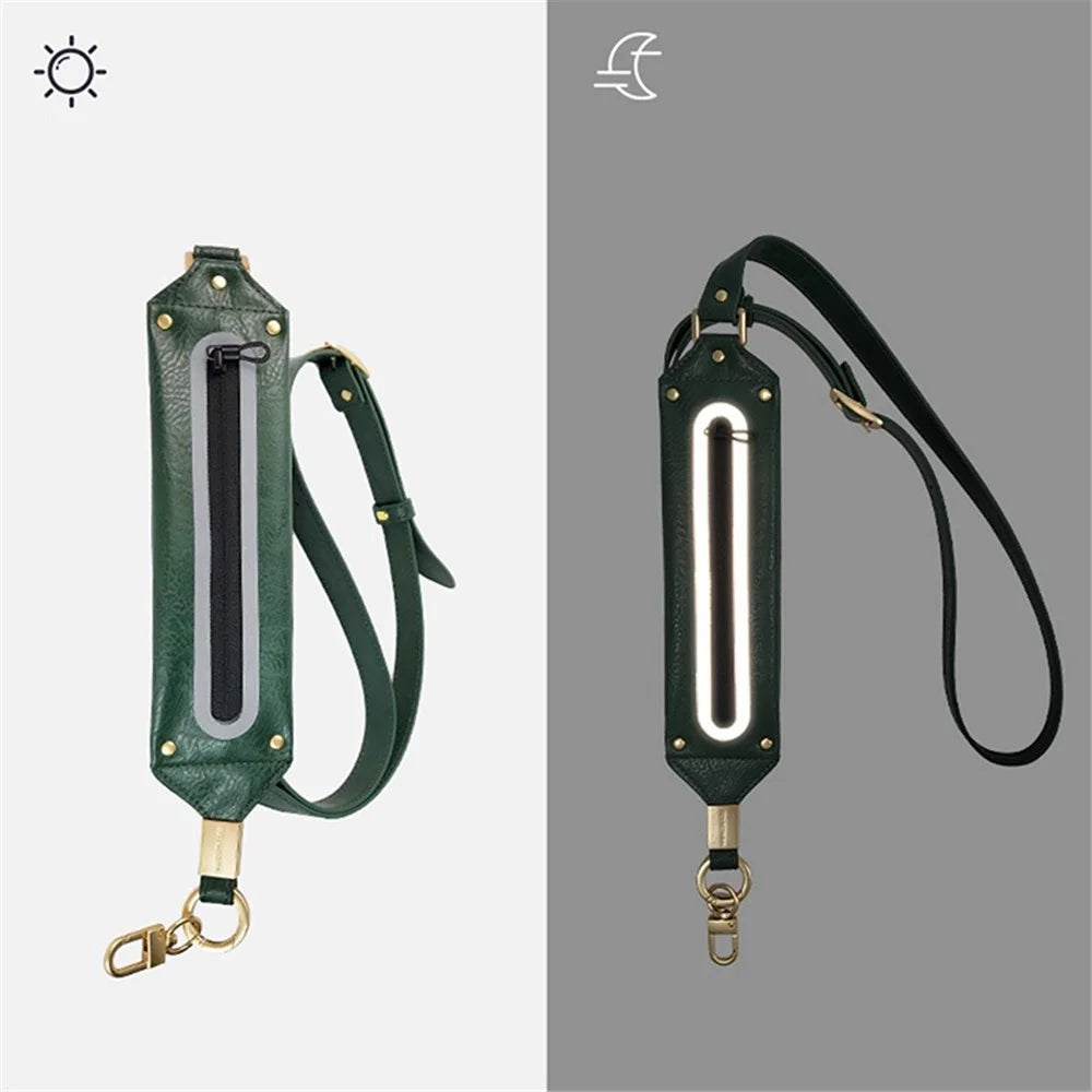 JOYSCOMM 2-in-1 PU Leather Zipper Pocket Adjustable Phone Carrying Crossbody Strap - Green - 3