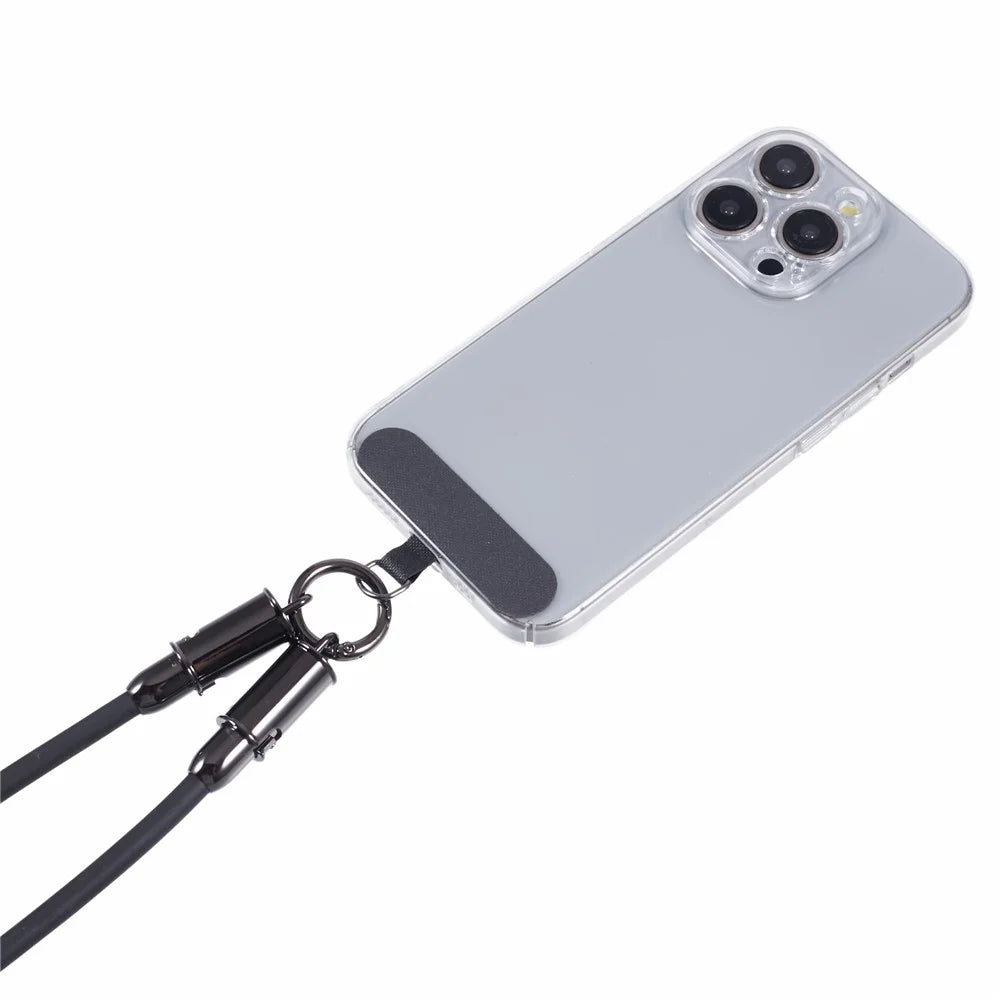 120cm 2 in 1 Silicone Phone Lanyard Crossbody Strap Type-C to Type-C 60W Phone Charging Cable - Black - 2