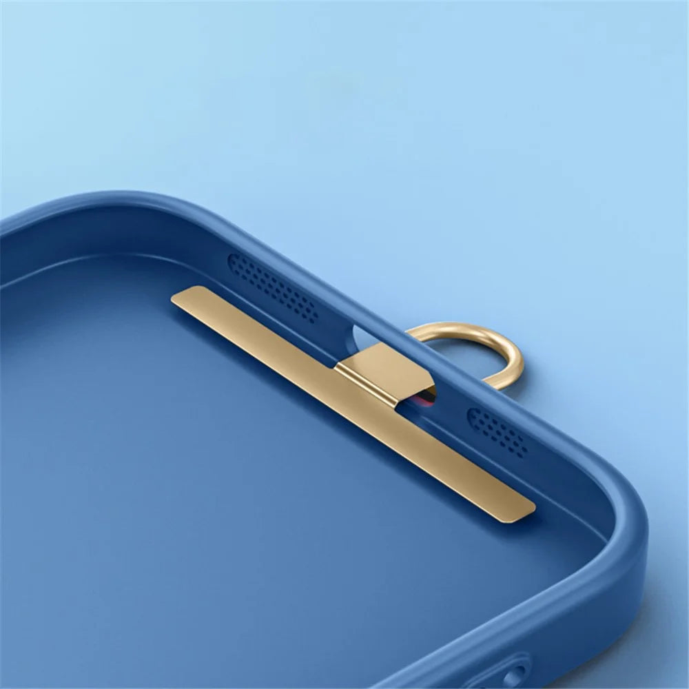 10Pcs / Pack Ultra Slim Phone Tether Tabs for Phone Case Lanyard Anti-Lost Metal Safety Patch with D Buckle - Champagne Gold - 4