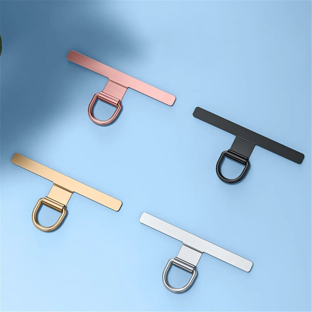 10Pcs / Pack Ultra Slim Phone Tether Tabs for Phone Case Lanyard Anti-Lost Metal Safety Patch with D Buckle - Champagne Gold - 5