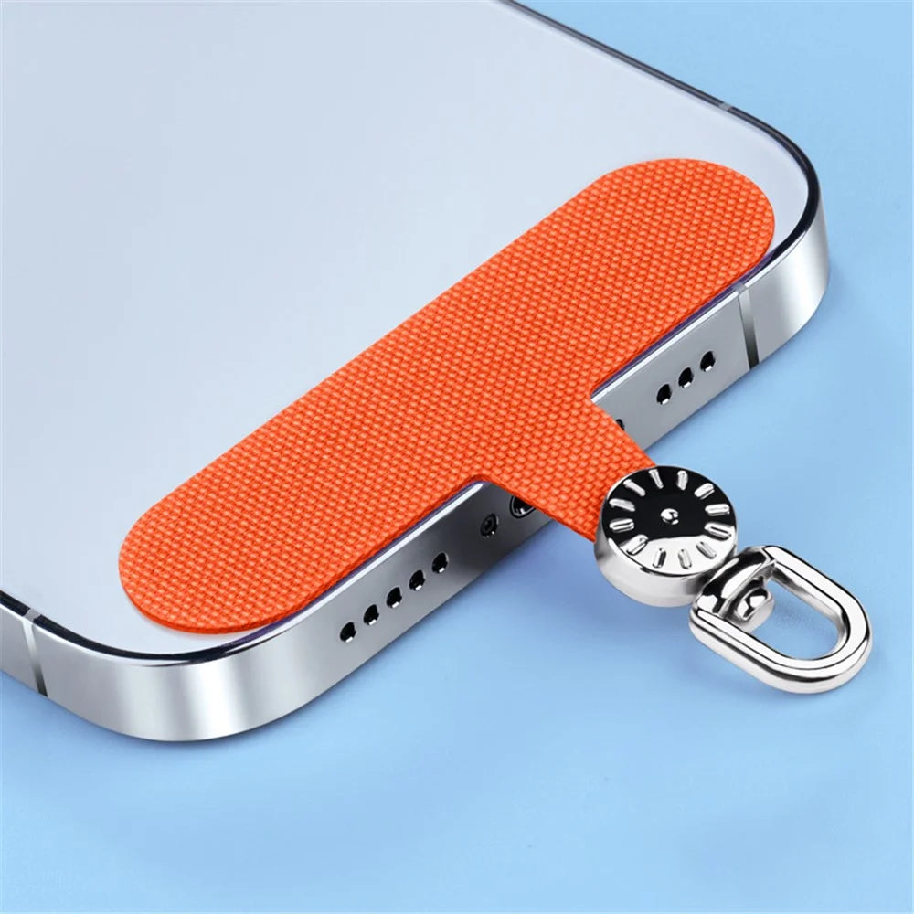 Phone Tether Tab Stainless Steel+Oxford Cloth Rotary Patch for Phone Strap Lanyard - Orange - 2