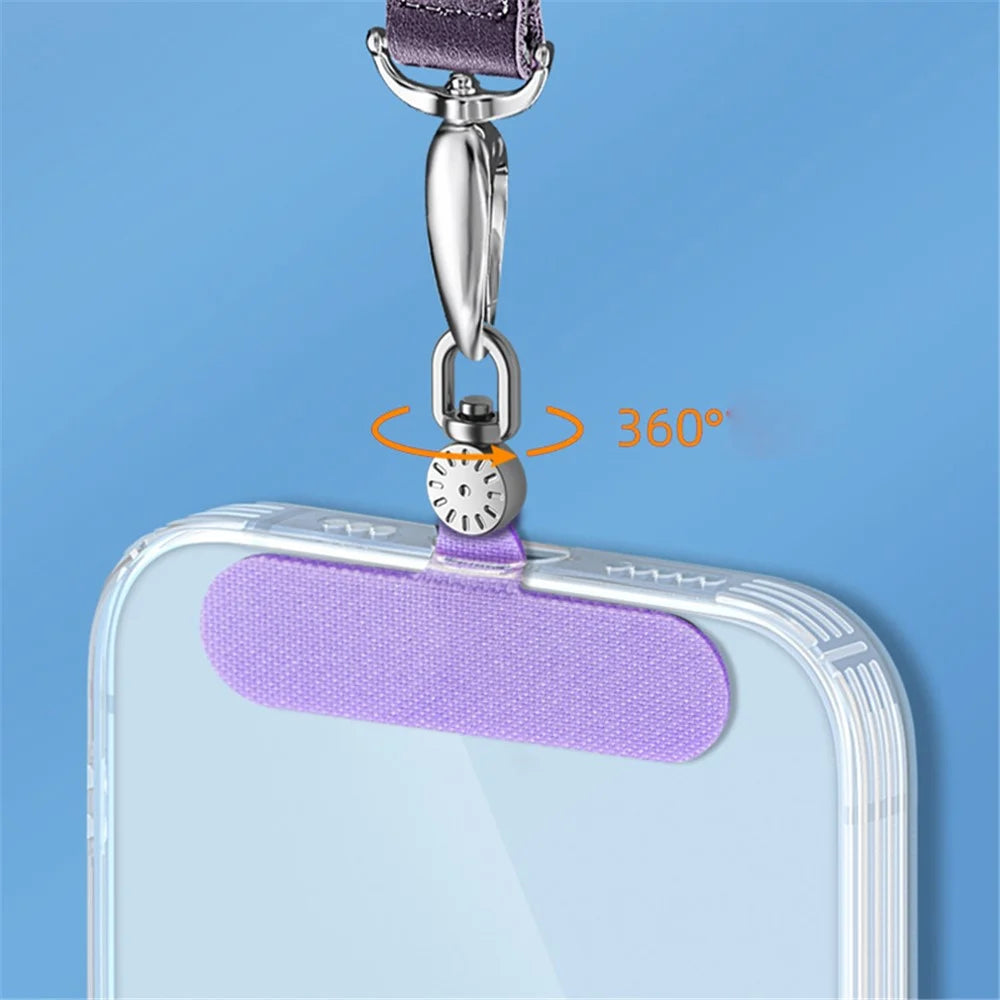 Phone Tether Tab Stainless Steel+Oxford Cloth Rotary Patch for Phone Strap Lanyard - Orange - 4