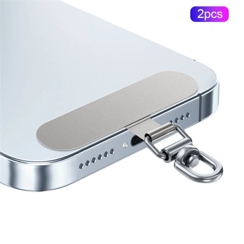 2PCS Rotation Stainless Steel Phone Tether Tab Safety Lanyard Patch Phone Strap Replacement Part - Style A - 1