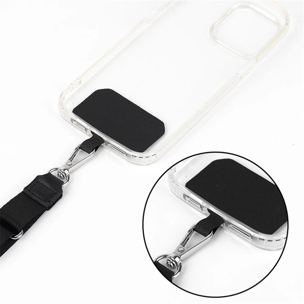 Adjustable Phone Lanyard Anti-Loss Polyester Crossbody Shoulder Strap with Tether Tab - Black - 2