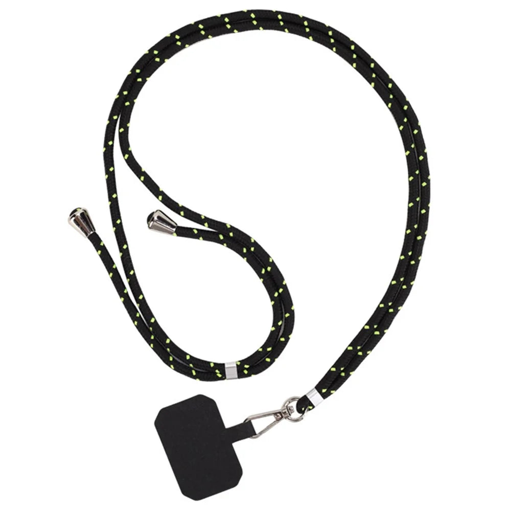 Nylon Phone Lanyard Adjustable Phone Neck Shoulder Strap with Tether Tab - Black / Green - 1