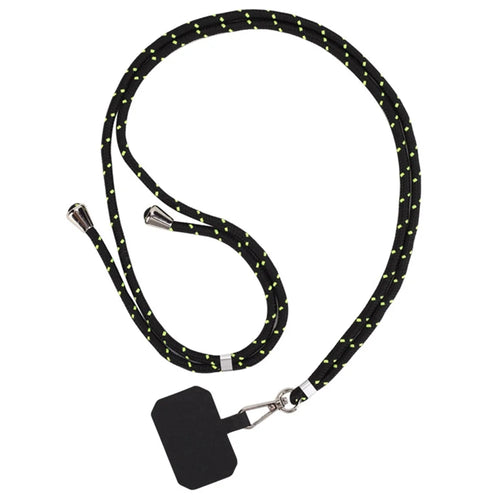Nylon Phone Lanyard Adjustable Phone Neck Shoulder Strap with Tether Tab - Black / Green - 1
