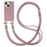 For iPhone 15 Case TPU Phone Cover with 3-Ropes Lanyard - Sand Pink - 1