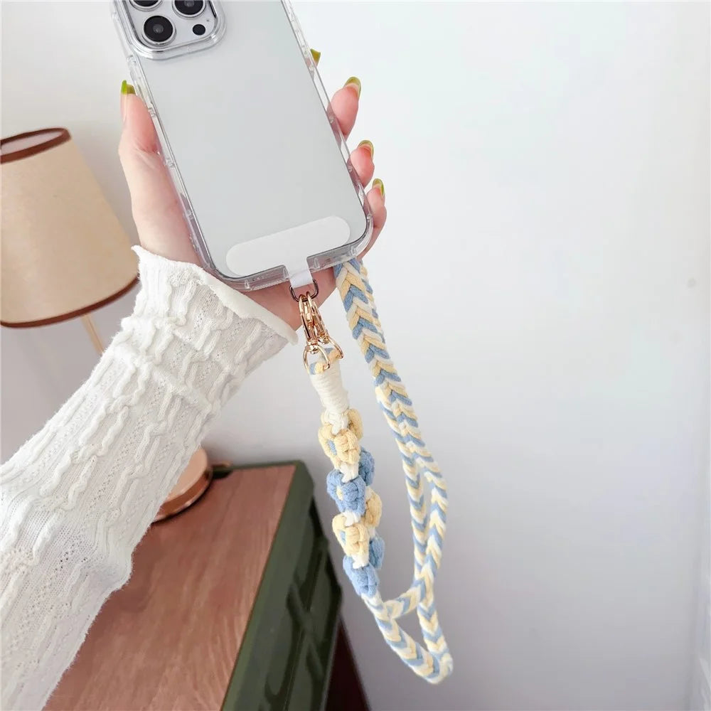 Braided Phone Lanyard Cotton Rope Daisy Flower Phone Crossbody Strap, Length: 120cm (Not Adjustable) - Style A - 3