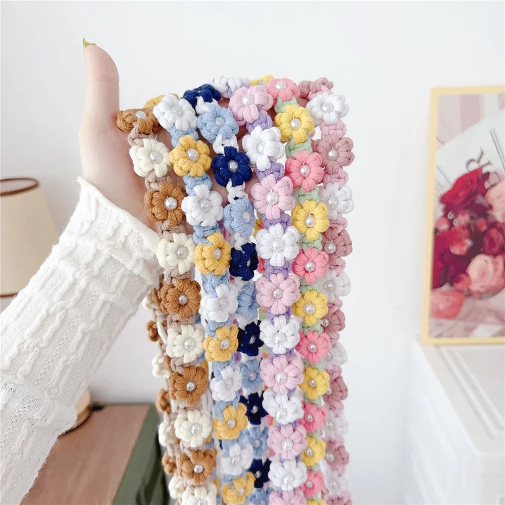Phone Lanyard Cotton Rope Braided Daisy Flower Crossbody Strap, Length: 120cm - Red+Yellow - 7