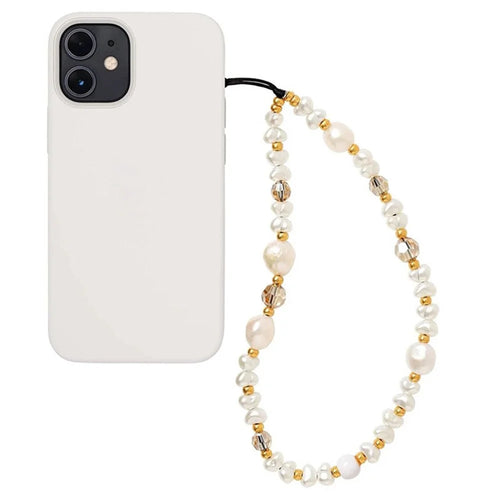 Beaded Phone Bracelet Strap Phone Lanyard Imitation Pearl Phone Charm, Length: 16cm+5cm - SZ-A220006C - 1