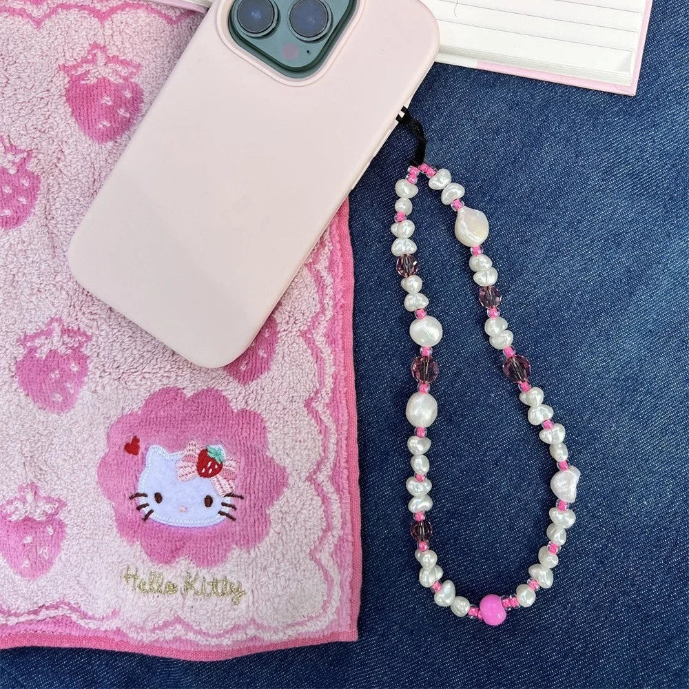 Beaded Phone Bracelet Strap Phone Lanyard Imitation Pearl Phone Charm, Length: 16cm+5cm - SZ-A220006C - 5