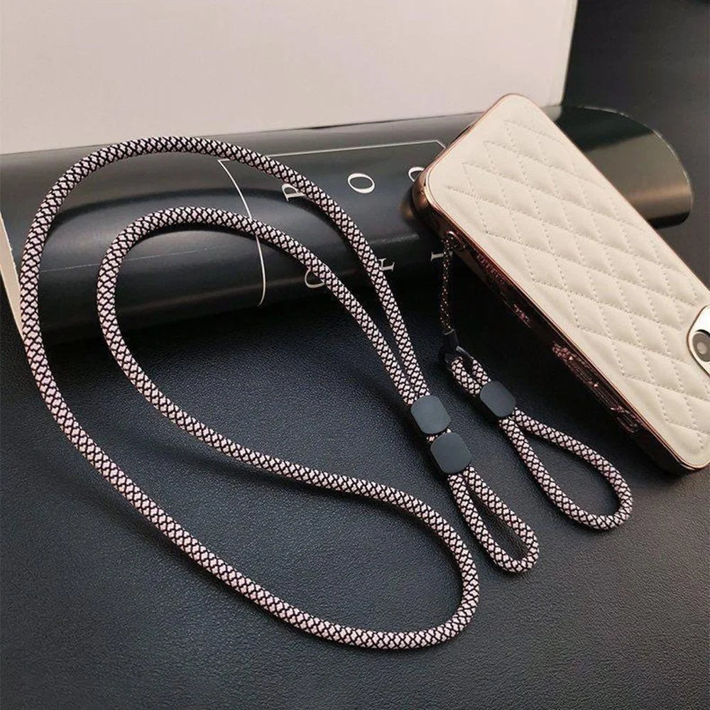 JLC-810 Universal Phone Lanyard Polyester Neck Strap Detachable Wristlet Strap Dual Use - Black+White Dots - 2