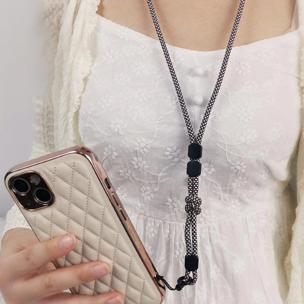 JLC-810 Universal Phone Lanyard Polyester Neck Strap Detachable Wristlet Strap Dual Use - Black+White Dots - 5
