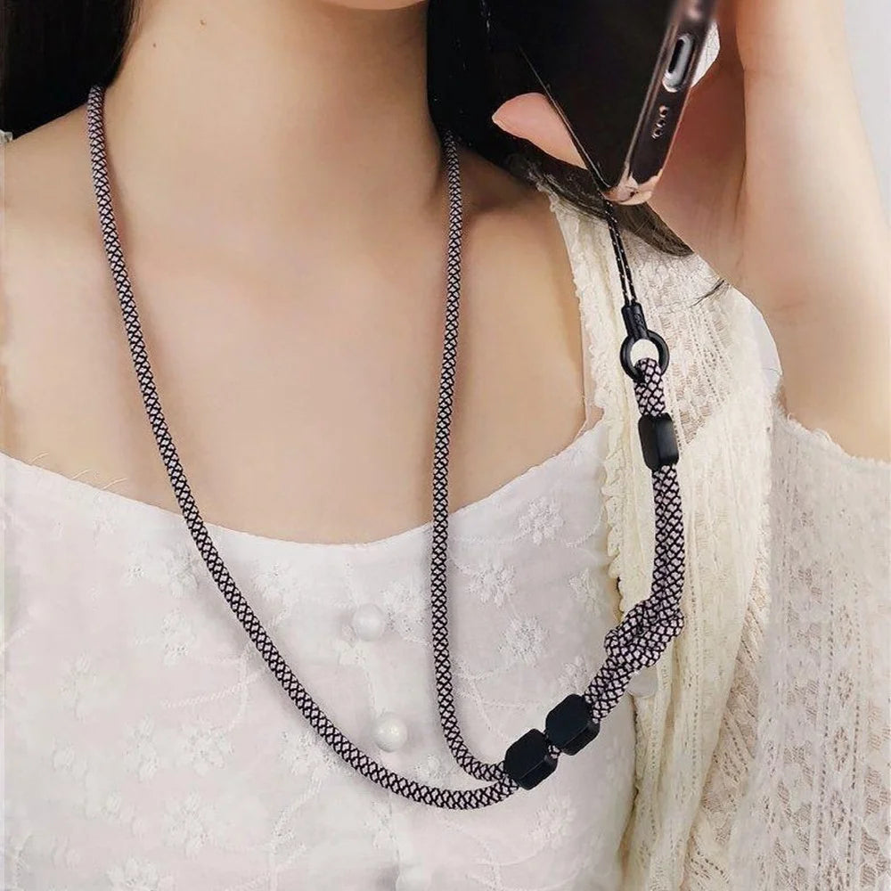 JLC-810 Universal Phone Lanyard Polyester Neck Strap Detachable Wristlet Strap Dual Use - Black+White Dots - 6