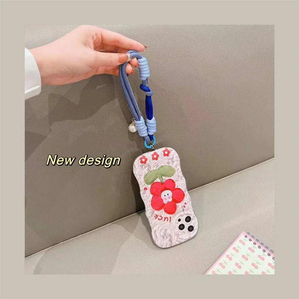 Phone Wrist Lanyard 30cm Nylon Wrist Strap Pearl Phone Charm with Tether Tab - Dark Green+Light Green - 3