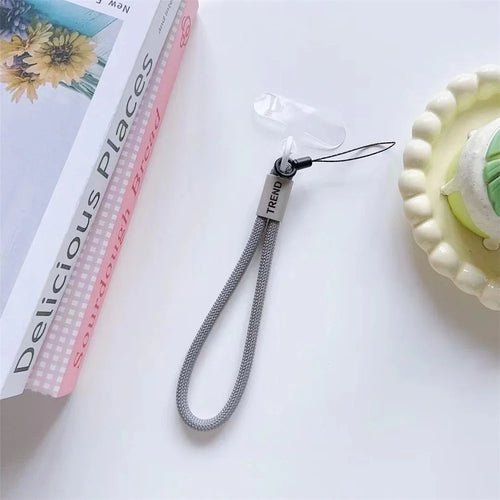 Phone Wrist Strap 30cm Lanyard Key Lanyard Nylon Strap with Patch - Grey - 1