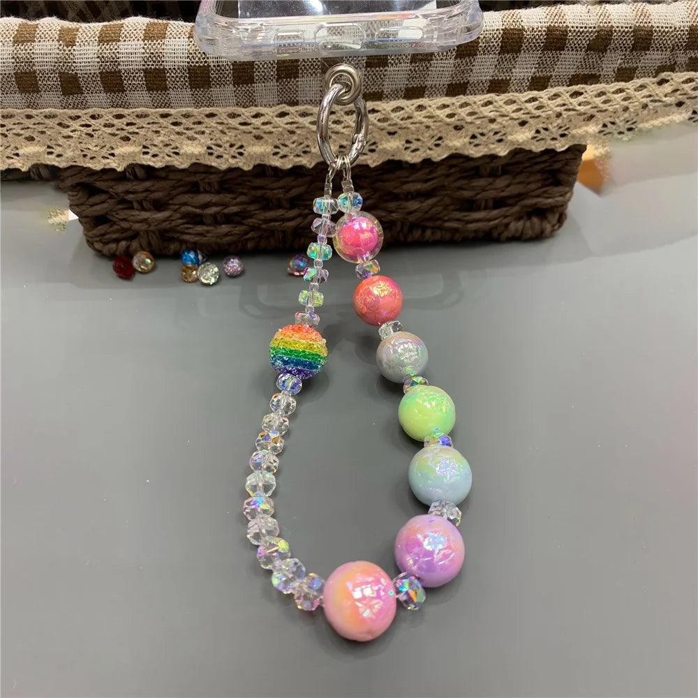 Beaded Phone Charm Bracelet Strap 26cm Detachable Lanyard with Tether Tab - 1