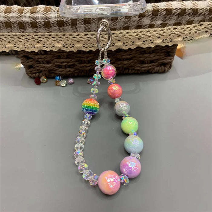 Beaded Phone Charm Bracelet Strap 26cm Detachable Lanyard with Tether Tab - 1