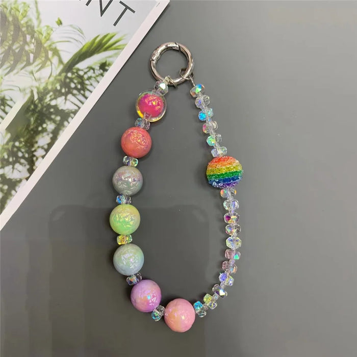 Beaded Phone Charm Bracelet Strap 26cm Detachable Lanyard with Tether Tab - 3