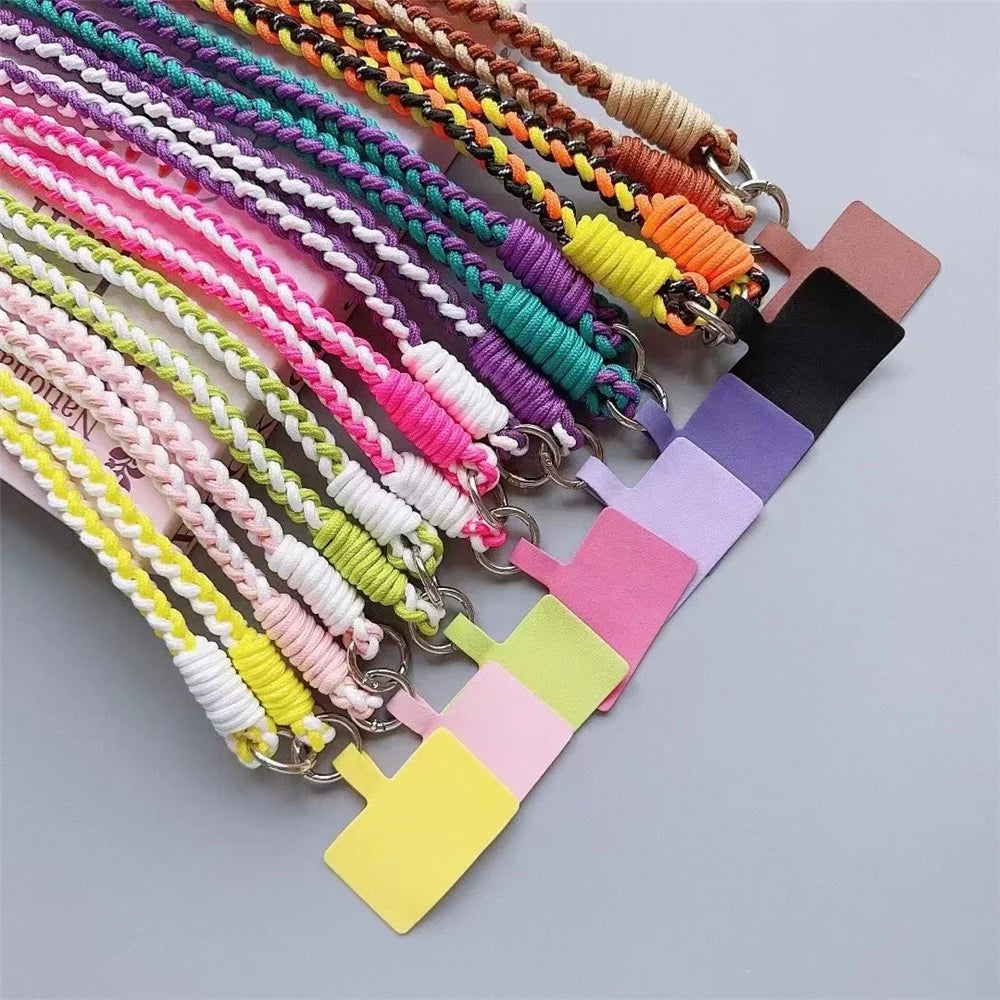 Crossbody Phone Lanyard 120cm Anti Theft  Nylon Braided Phone Strap with Tether Tab - Black+Orange+Yellow - 2