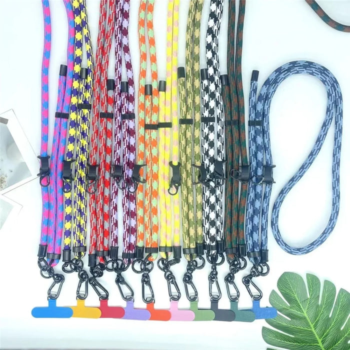 8mm Thick Phone Lanyard Pattern  Phone Crossbody Neck Strap with Tether Tab, Total Length: 135cm - Red+Grey - 2