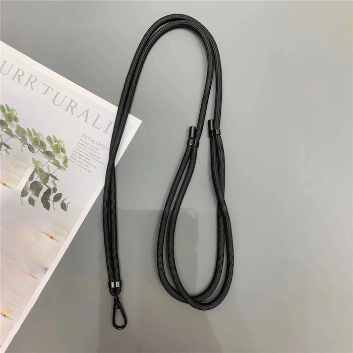Crossbody Cell Phone Lanyard 6mm Thick Nylon Adjustable Strap with Tether Tab, Total Length: 150cm - Black - 1