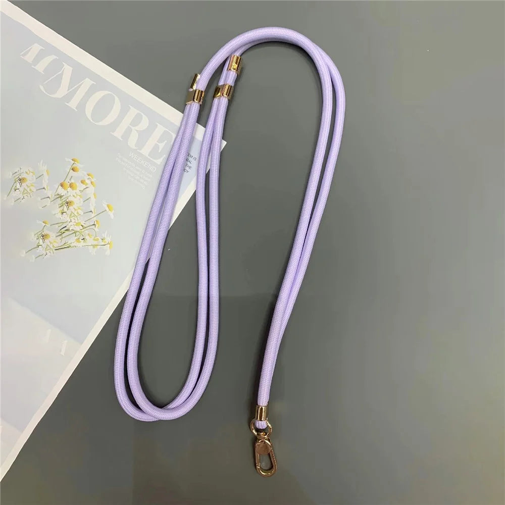 6mm Thick Rope Phone Lanyard Quick-Release Nylon Adjustable Strap with Tether Tab, Total Length: 150cm - Light Purple - 1