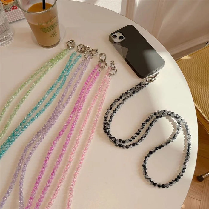 Universal Phone Lanyard 120cm Beaded Cell Phone Chain Crossbody Strap Anti-Theft with Tether Tab - Purple - 2